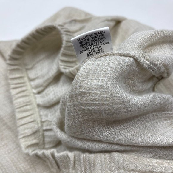 Flax Linen Ankle Pants Tapered Leg Elastic Waist Flat‎ Front Lightweight Women L - Picture 11 of 11